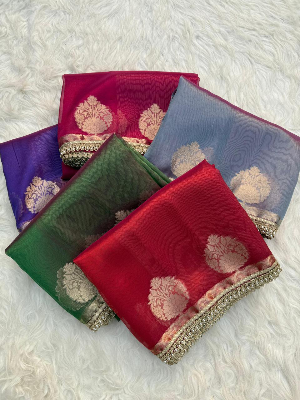 Banarasi Tissue Silk Saree With lace work border