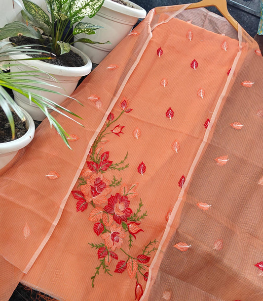 Premium Kota Doria Soft Cotton 3 Pic Unstitched Salwar Suit with Embroidered Dupatta