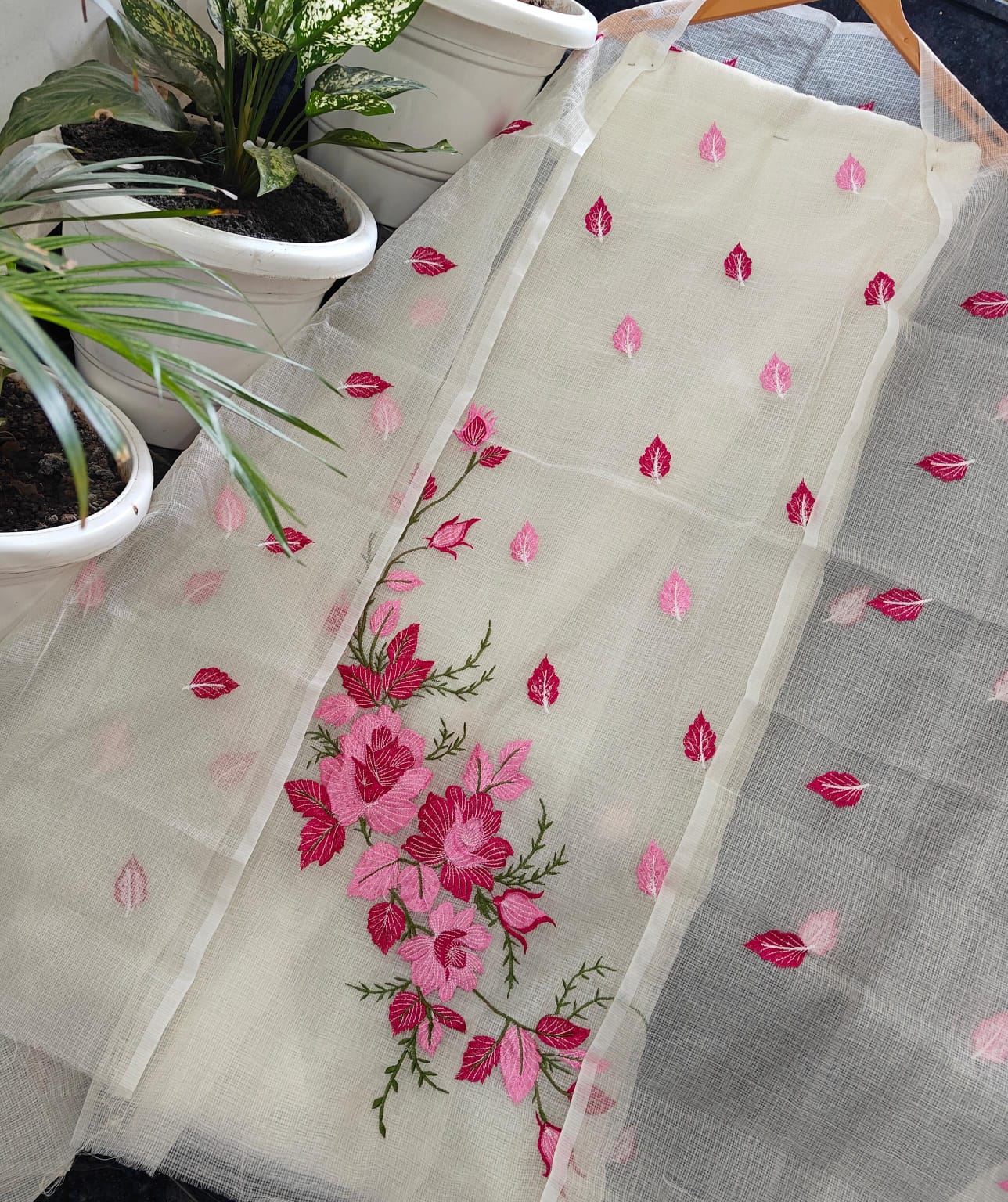 Premium Kota Doria Soft Cotton 3 Pic Unstitched Salwar Suit with Embroidered Dupatta