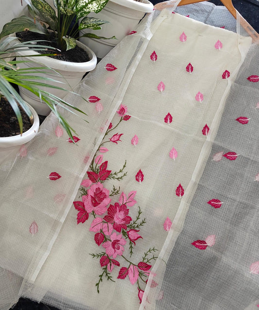 Premium Kota Doria Soft Cotton 3 Pic Unstitched Salwar Suit with Embroidered Dupatta