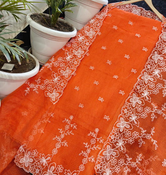 Premium Kota Doria Soft Cotton 3 Pic Unstitched Salwar Suit with Embroidered Dupatta