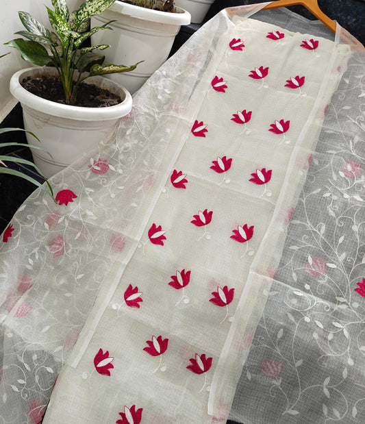 Premium Kota Doria Soft Cotton 3 Pic Unstitched Salwar Suit with Embroidered Dupatta