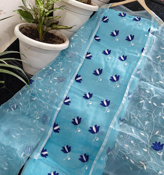 Premium Kota Doria Soft Cotton 3 Pic Unstitched Salwar Suit with Embroidered Dupatta