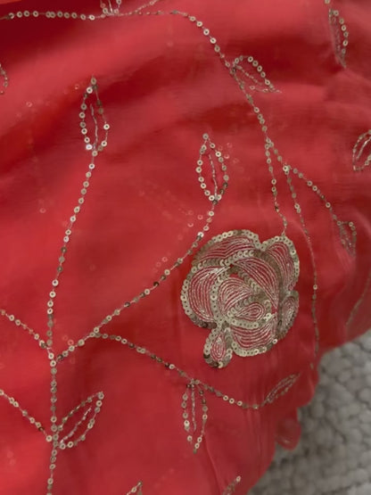 Pure Jaipuri Chiffon Jaal Work Saree With Blouse