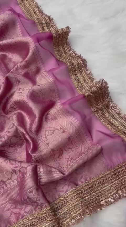 Banarasi Tissue Silk Saree With lace work border