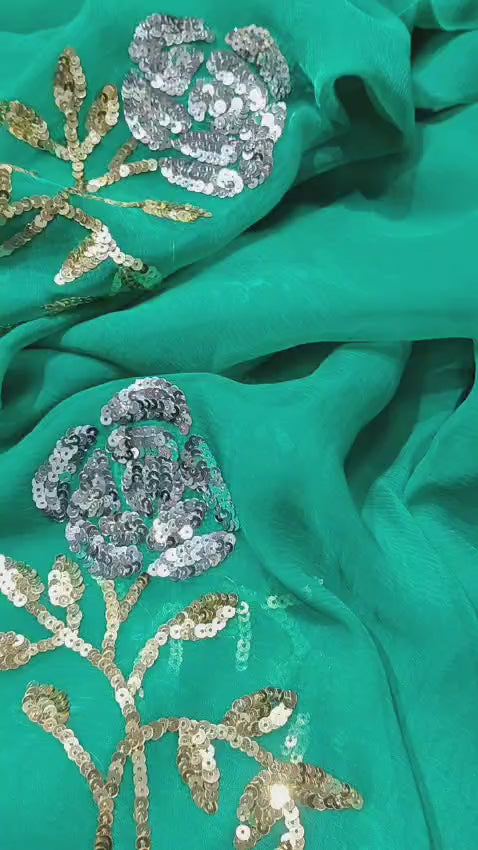 Pure Diamond Chiffon Saree With  Blouse