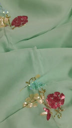 Pure Chiffon Elegance Hand Work 13 Heavy Butties Saree With Running Blouse