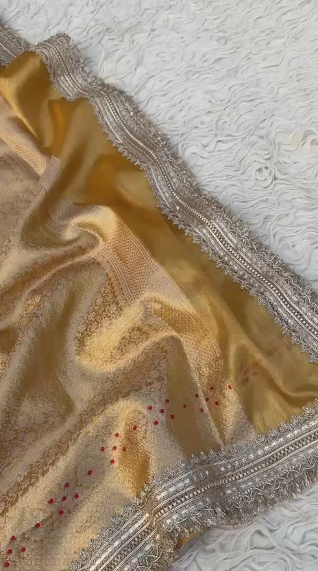 Banarasi Tissue Silk Saree With lace work border
