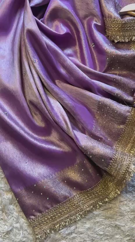 Banarasi Tissue Silk Saree With lace work border