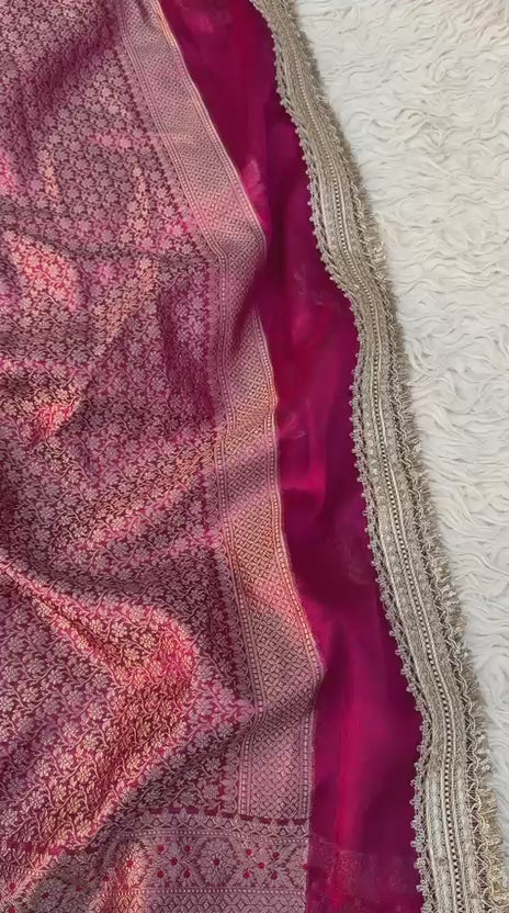 Banarasi Tissue Silk Saree With lace work border