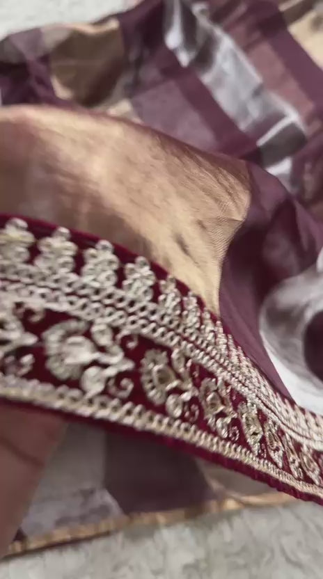 Banarasi Tissue Silk Saree With lace work border