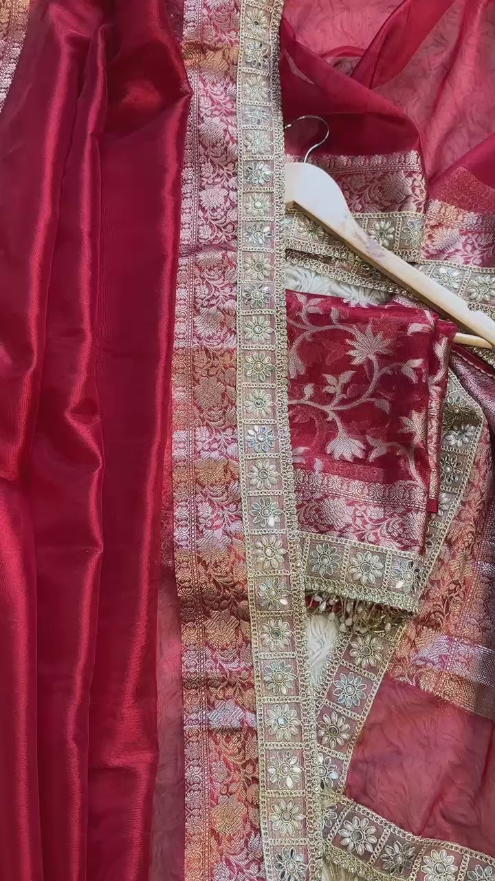 Banarasi Tissue Soft Silk  Saree With  Blouse
