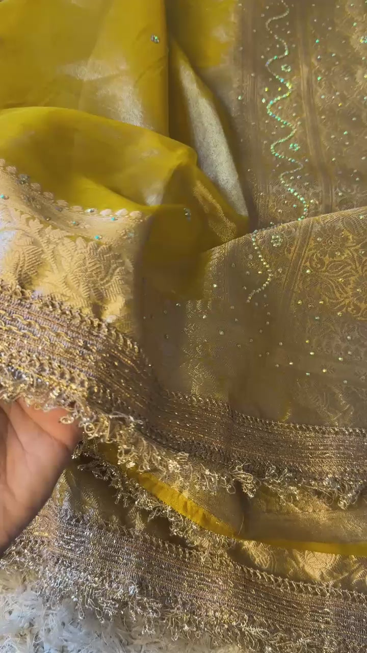 Banarasi Tissue Silk Saree With lace work border