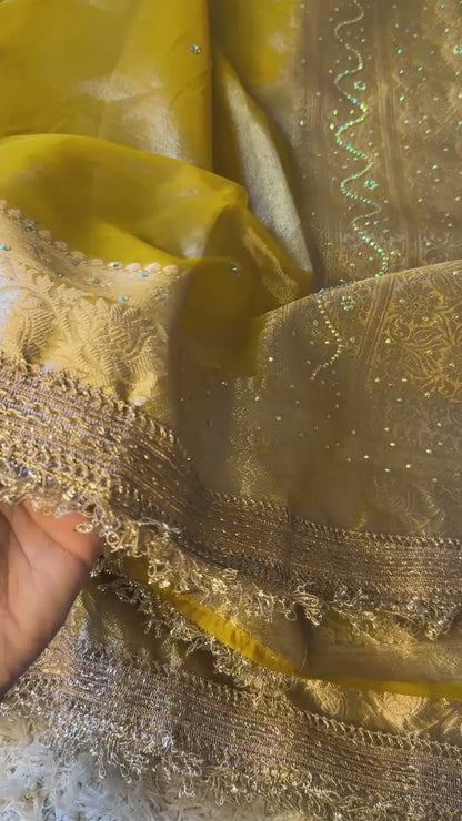 Banarasi Tissue Silk Saree With lace work border