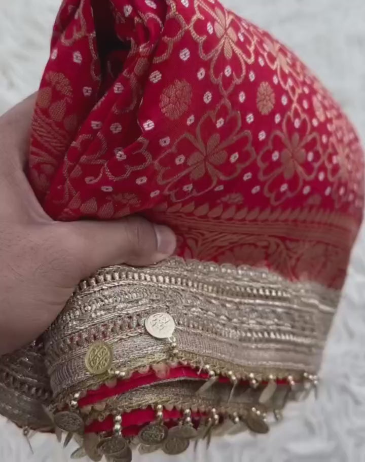 Banarasi Semi Katan Georgette Bandhani Soft Silk Saree