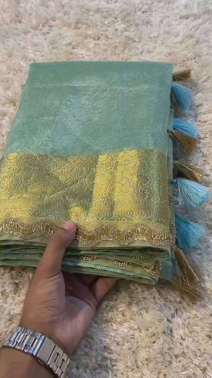 Banarasi tissue soft silk saree  with lace work