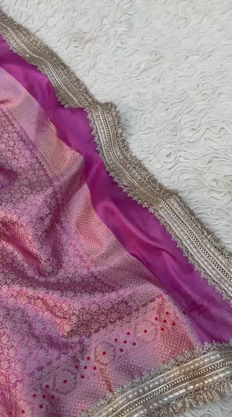 Banarasi Tissue Silk Saree With lace work border