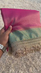 Banarasi Maharani katan tissue soft silk saree  Dual shade saree with lace work