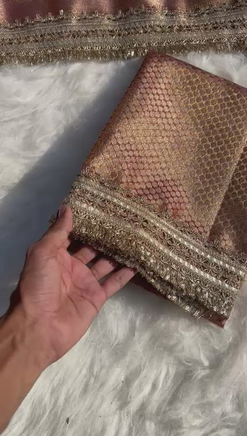 Banarasi Tissue Silk Saree With lace work border