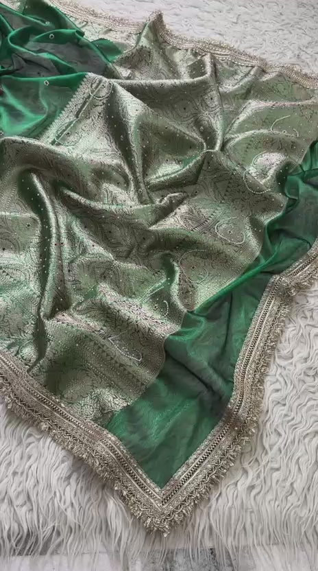 Banarasi Tissue Silk Saree With lace work border