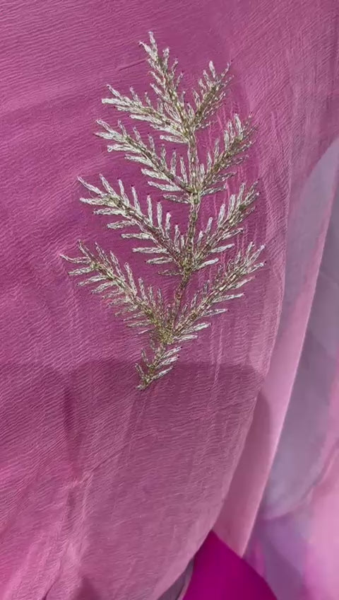 Pure Diamond Chiffon Saree With Blouse.