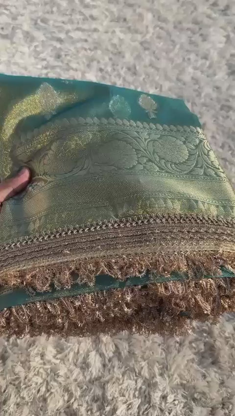 Banarasi Glass tissue silk saree with  lace work