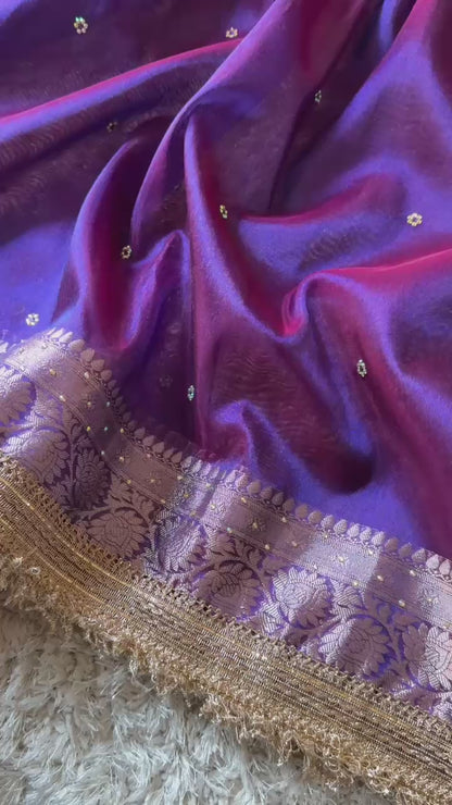 Banarasi Tissue Silk Saree With lace work border