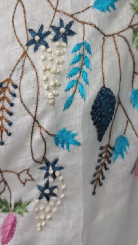 Pure Linen By Linen Embroidery   Saree With  Blouse