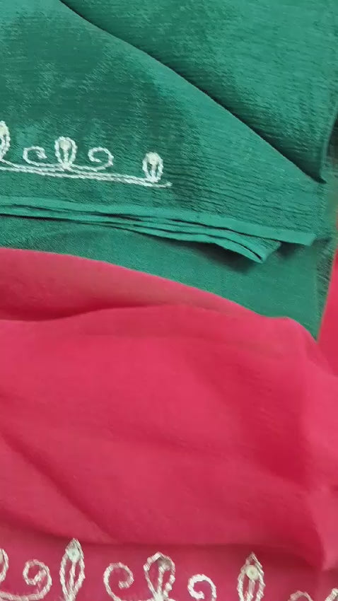 Pure Chiffon Rajputi kasab work saree With Blouse
