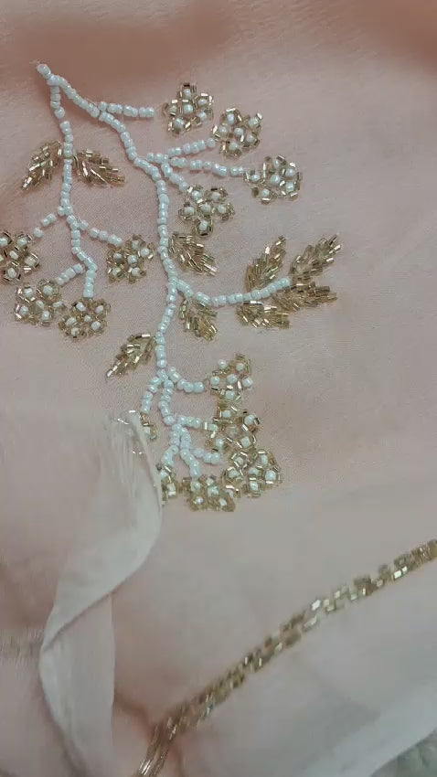 Pure Jaipuri Chiffon Hand-work motif work saree with running blouse