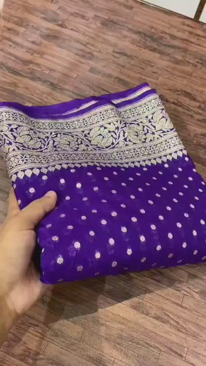 Banarasi Semi Khaddi Katan Georgette Soft Silk Saree