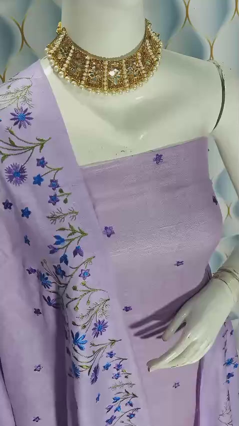 Cotton slub Embroidery Work Unstitched Suit
