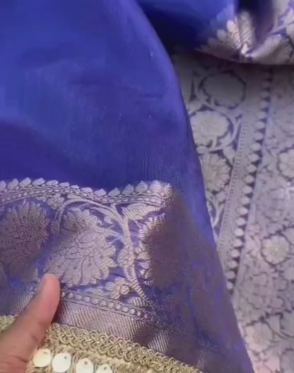 Banarasi Tissue Silk Saree With lace work border