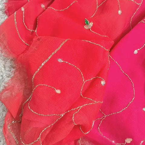 Pure Diamond Chiffon Saree With Blouse