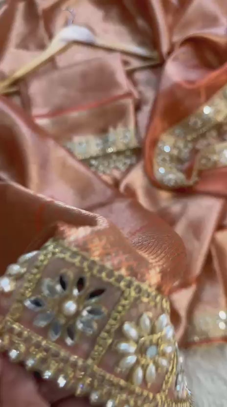 Banarasi Kanjivaram  katan Tissue Silk Saree With Beautiful lace border