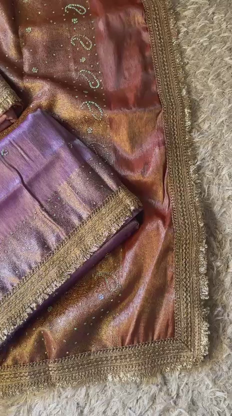Banarasi Tissue Silk Saree With lace work border