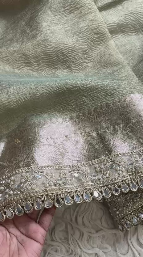 Banarasi Tissue Silk Saree With lace work border