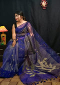 Pure moslin Tissue Jamdani Saree With Running Blouse