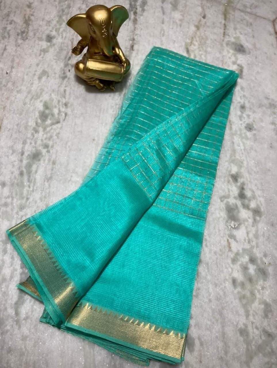 Pure Cotton Silk Mangalagiri Saree With Running Blouse .