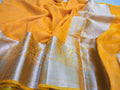Pure Banarasi Linen Silk Border Saree With Blouse