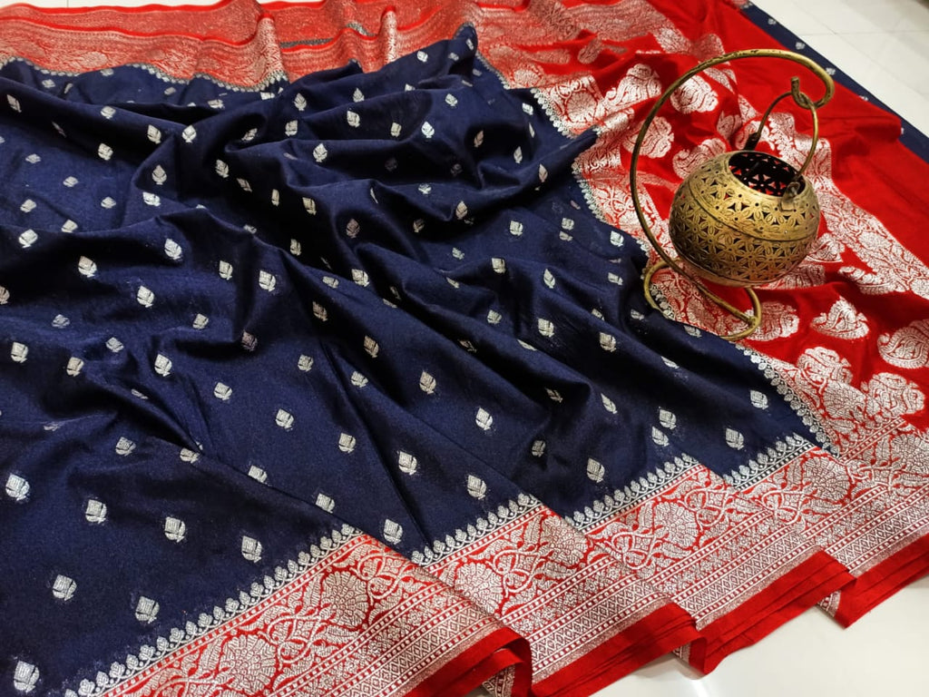 Banarasi Handloom Weaved Khaddi  Semi Georgette Saree with Zari Work