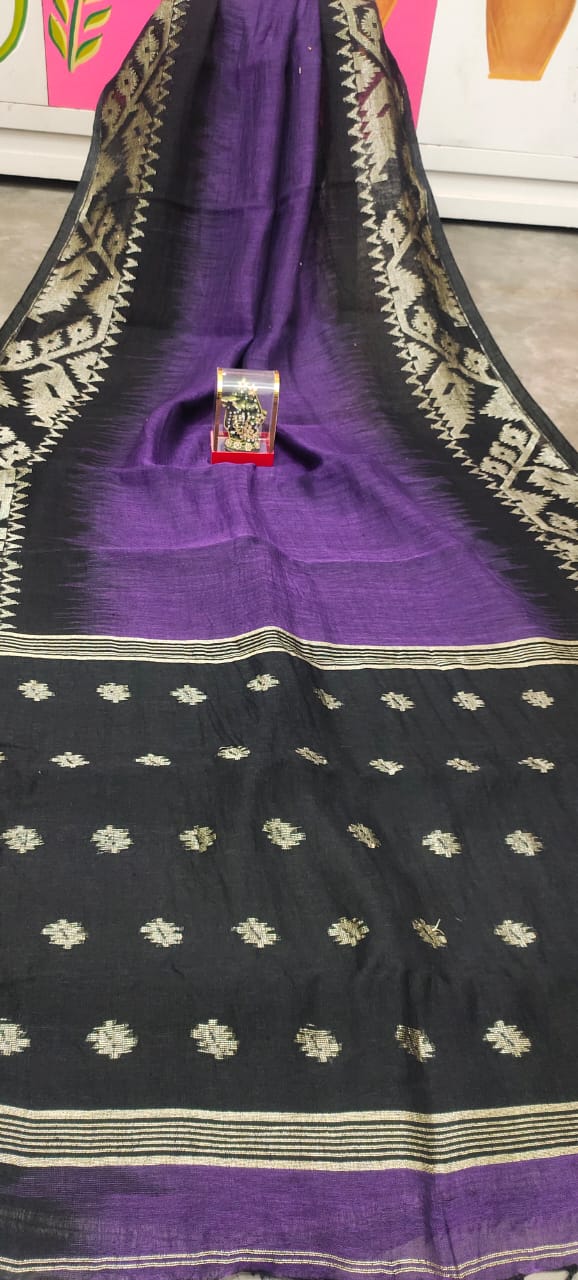 Pure Linen Saree With Running Blouse