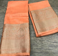 Pure Banarasi Linen Silk Border Saree With Blouse