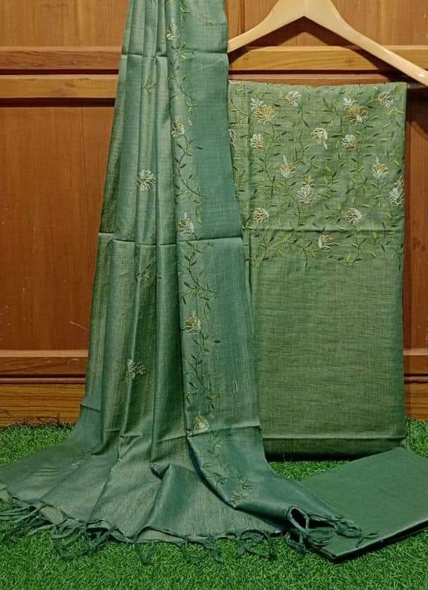 Pure Khaddi Cotton Linen Embroidery Work Unstitched Suit.