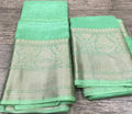 Pure Banarasi Linen Silk Border Saree With Blouse