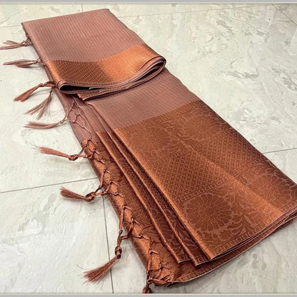 Banarasi Copper Zari Tissue Silk Saree With Blouse
