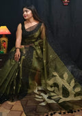 Pure moslin Tissue Jamdani Saree With Running Blouse