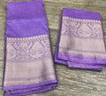 Pure Banarasi Linen Silk Border Saree With Blouse