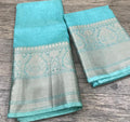 Pure Banarasi Linen Silk Border Saree With Blouse