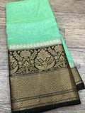 Pure Banarasi Linen Silk Border Saree With Blouse